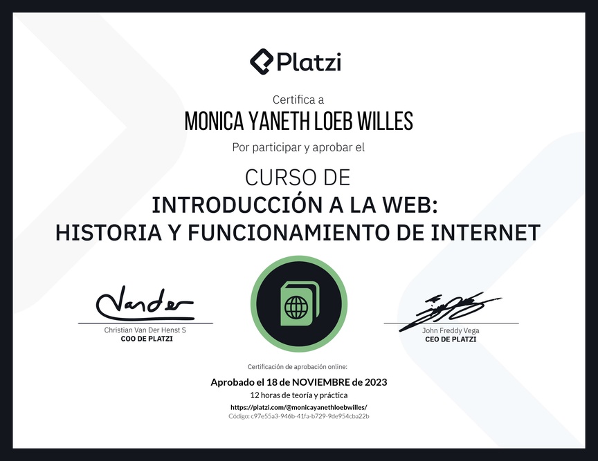 Diploma del Curso de Introducción a la Web: Historia y Funcionamiento de Internet