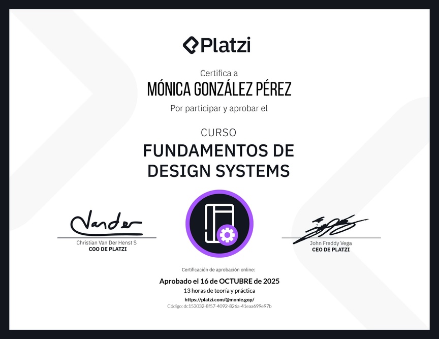 Diploma del Curso de Fundamentos de Design Systems
