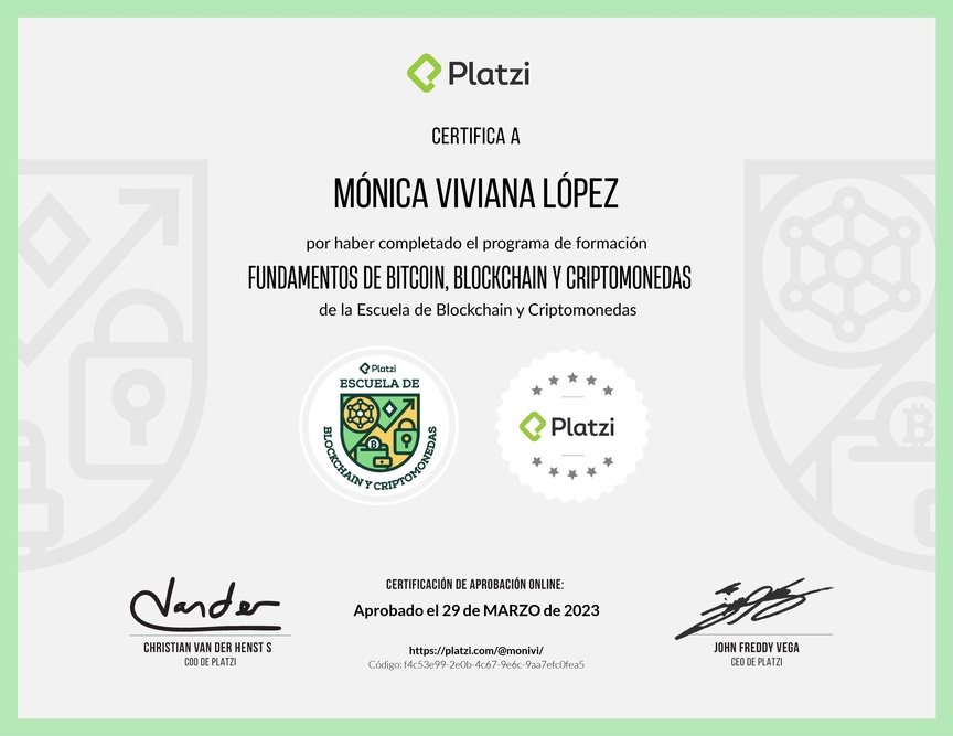 Diploma de la Ruta de Aprendizaje de Fundamentos de Bitcoin, Blockchain y Criptomonedas