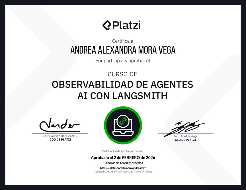 Diploma del Curso de Observabilidad de Agentes AI con LangSmith