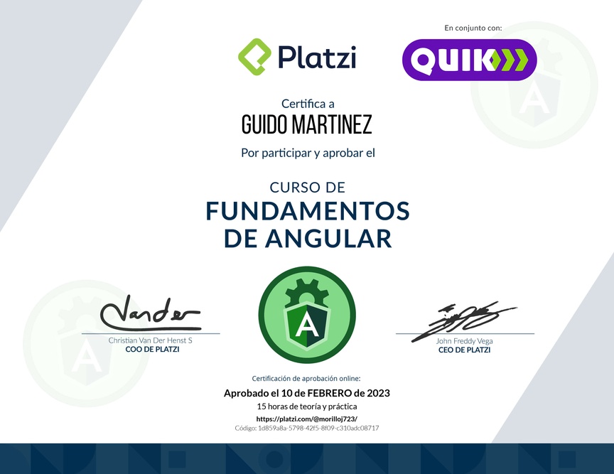 Diploma del Curso de Fundamentos de Angular
