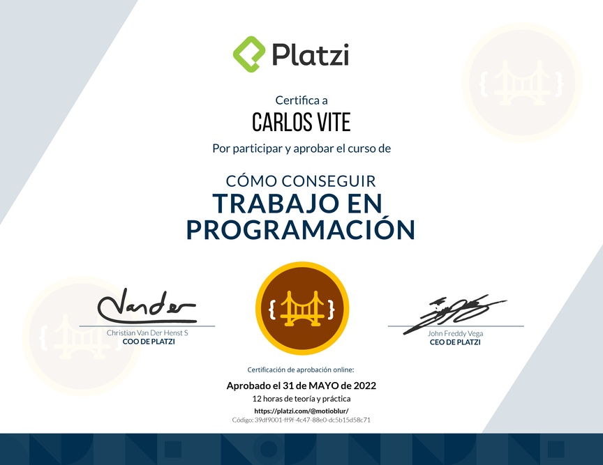 Diploma de Cómo Conseguir Trabajo en Programación