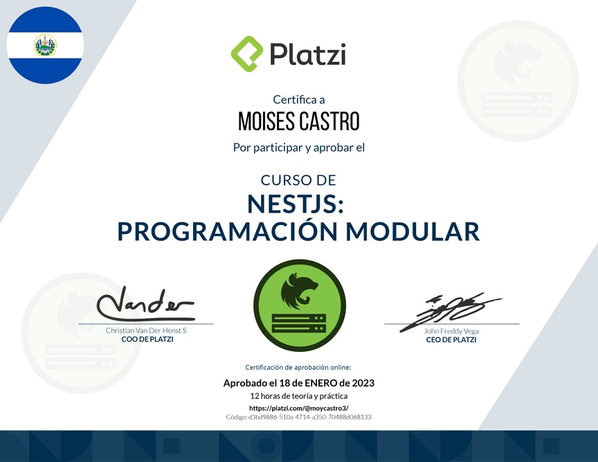 Diploma del Curso de NestJS: Programación Modular, Documentación con Swagger y Deploy