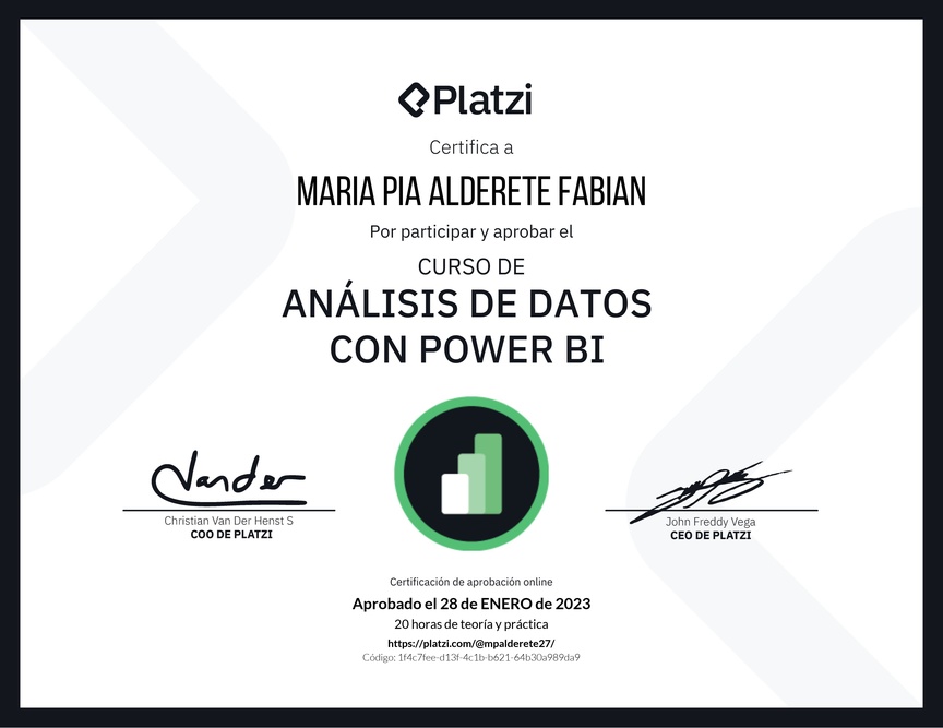 Diploma del Curso de Análisis de Datos con Power BI