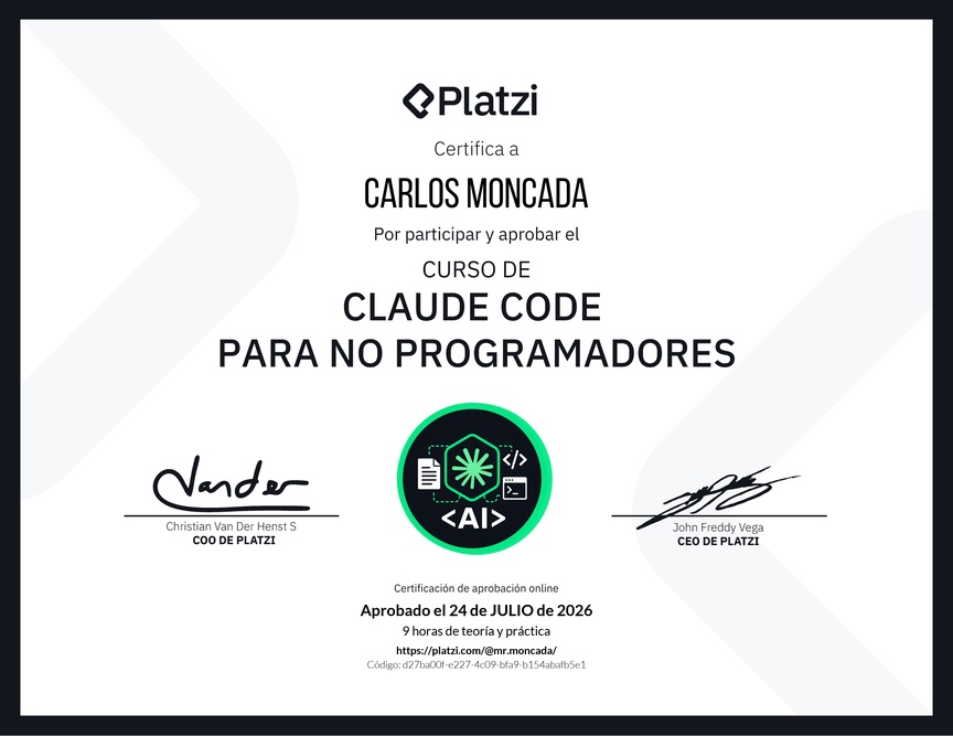 Diploma del Curso de Claude Code para No Programadores