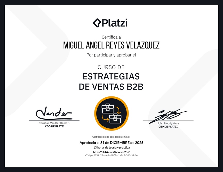 Diploma del Curso de Estrategias de Ventas B2B