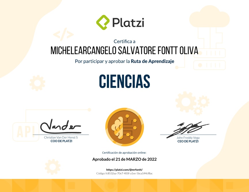 Diploma de la Ruta de Aprendizaje de Ciencias