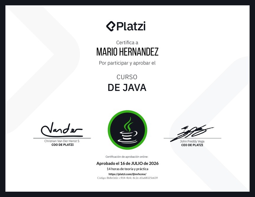 Diploma del Curso de Java