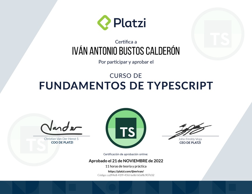 Diploma del Curso de TypeScript