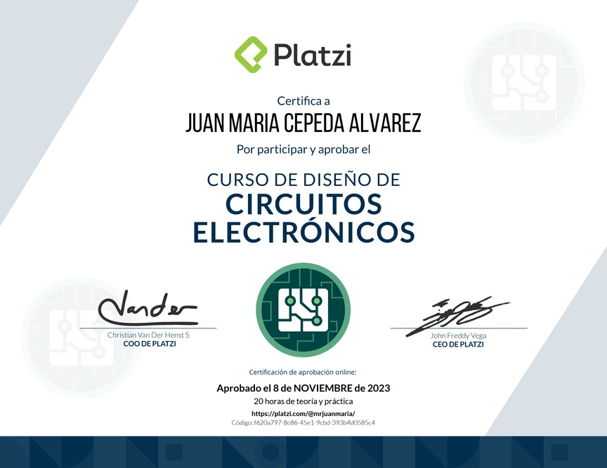 Diploma del Curso de Diseño de Circuitos Electrónicos