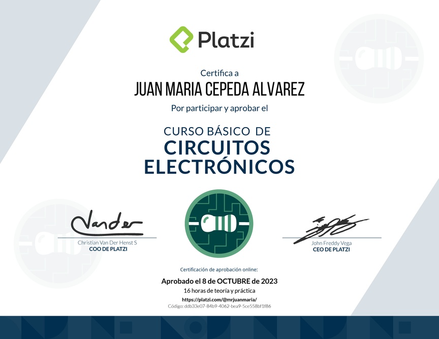 Diploma del Curso Básico de Circuitos Electrónicos