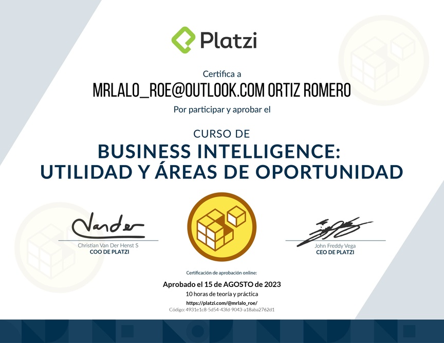 Diploma del Curso de Business Intelligence: Utilidad y Áreas de Oportunidad