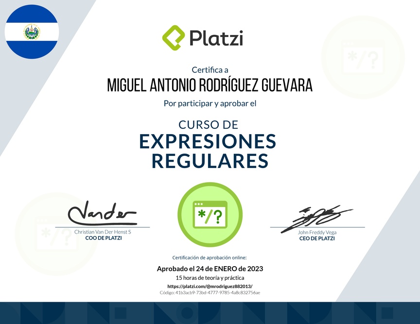 Diploma del Curso de Expresiones Regulares