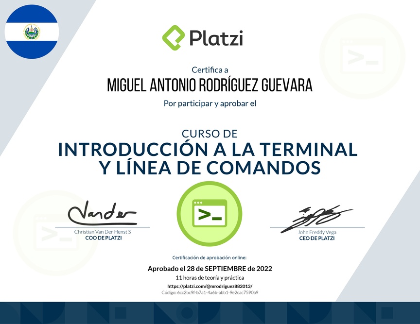 Diploma del Curso de Introducción a la Terminal y Línea de Comandos