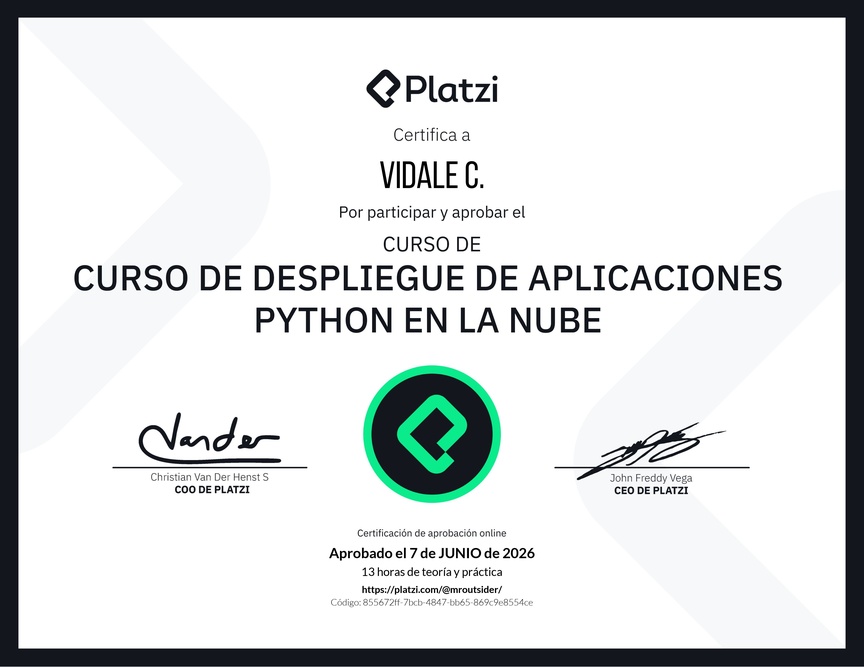 Diploma del Curso de Despliegue de Aplicaciones Python en la Nube