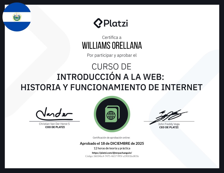 Diploma del Curso de Introducción a la Web: Historia y Funcionamiento de Internet