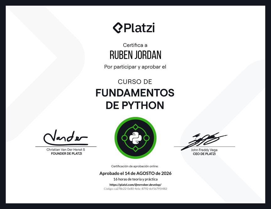 Diploma del Curso de Fundamentos de Python
