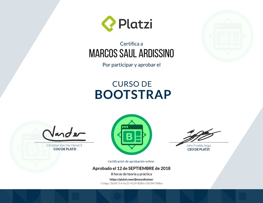 Diploma del Curso de Bootstrap 4