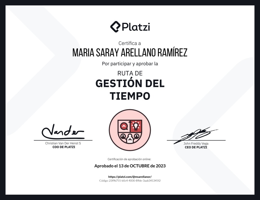 Diploma de la Ruta de Aprendizaje de Gestión del tiempo