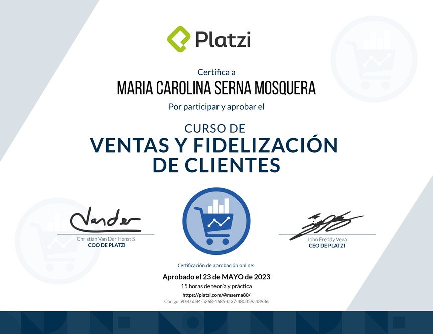 Diploma del Curso de Ventas y Fidelización de Clientes con Buyer Journey