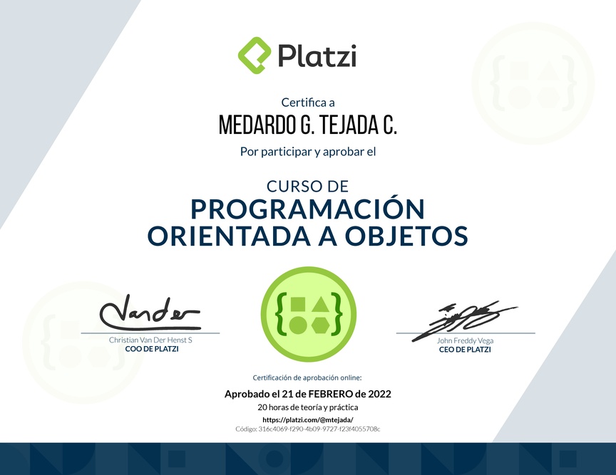 Diploma del Curso de Programación Orientada a Objetos: POO