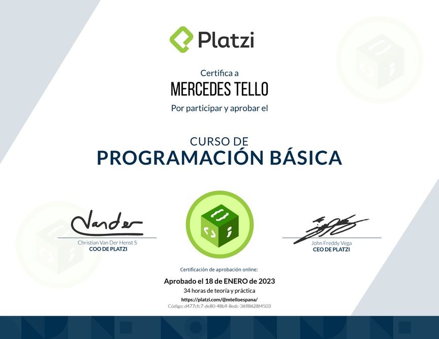 Diploma del Curso Básico de Programación