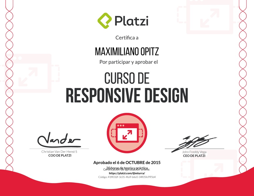 Diploma del Curso de Responsive Design 2015