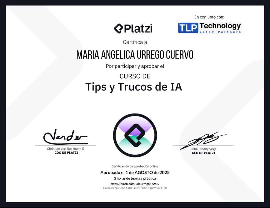 Diploma del Curso de tips y trucos de IA