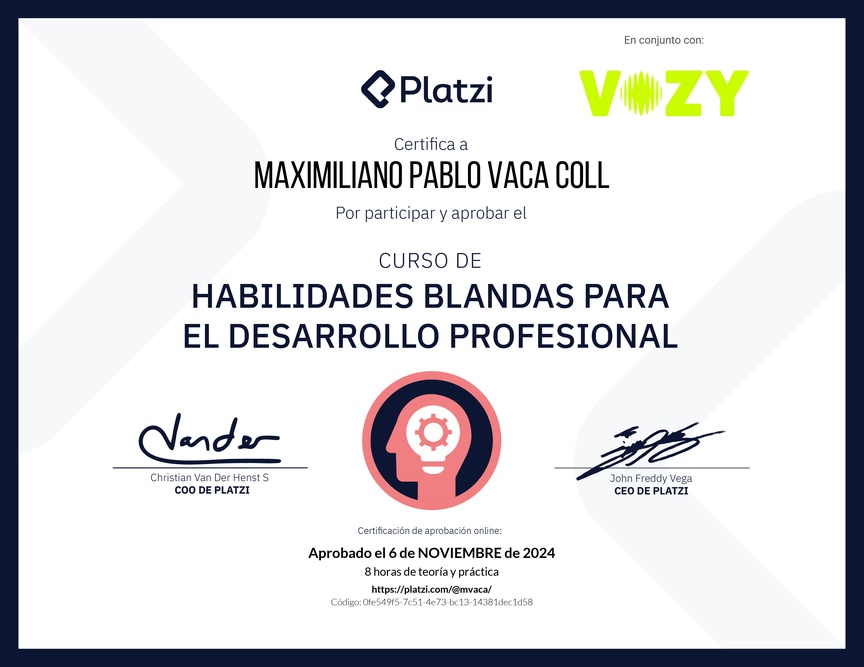 Diploma del Curso de Habilidades Blandas para el Desarrollo Profesional