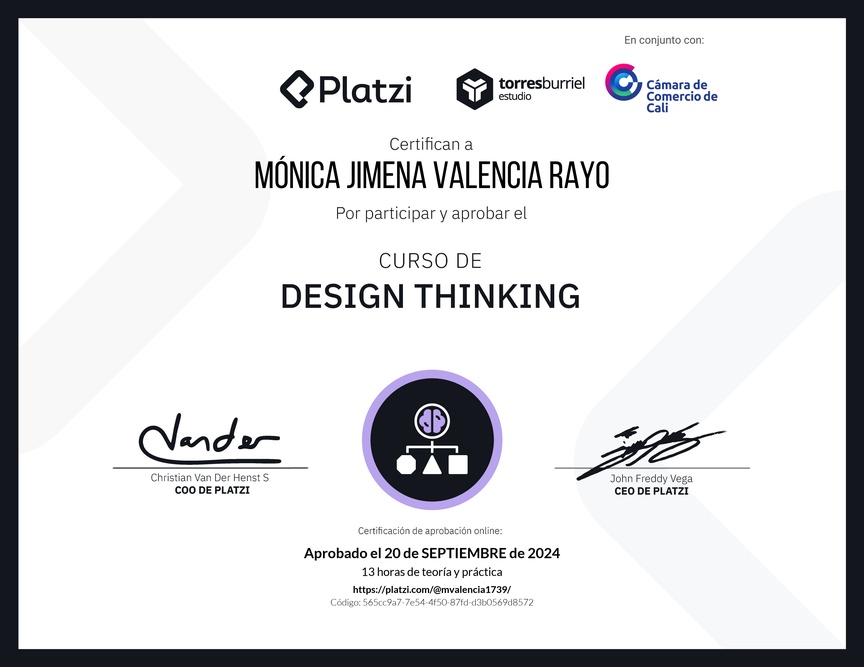 Diploma del Curso de Design Thinking