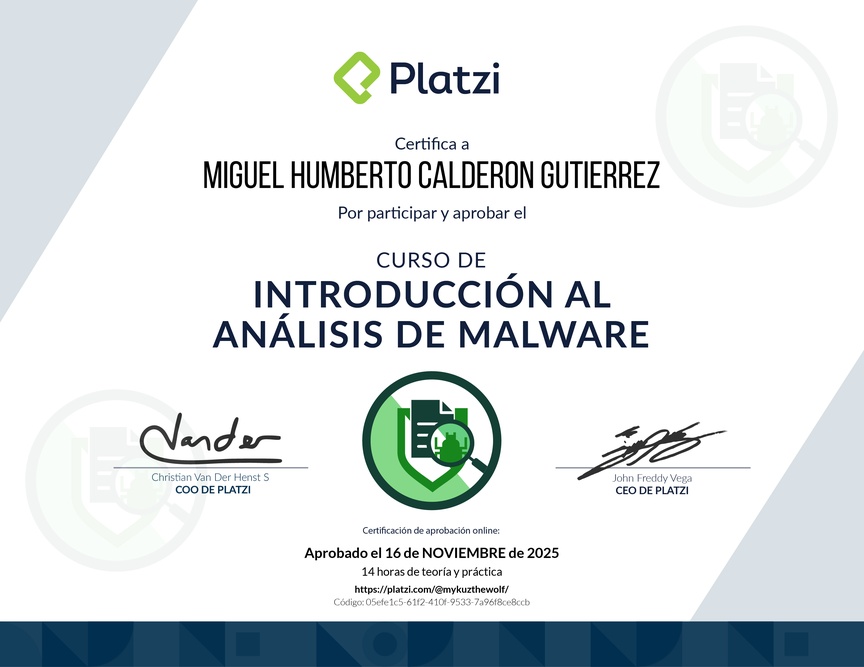 Diploma del Curso de Introducción al Análisis de Malware