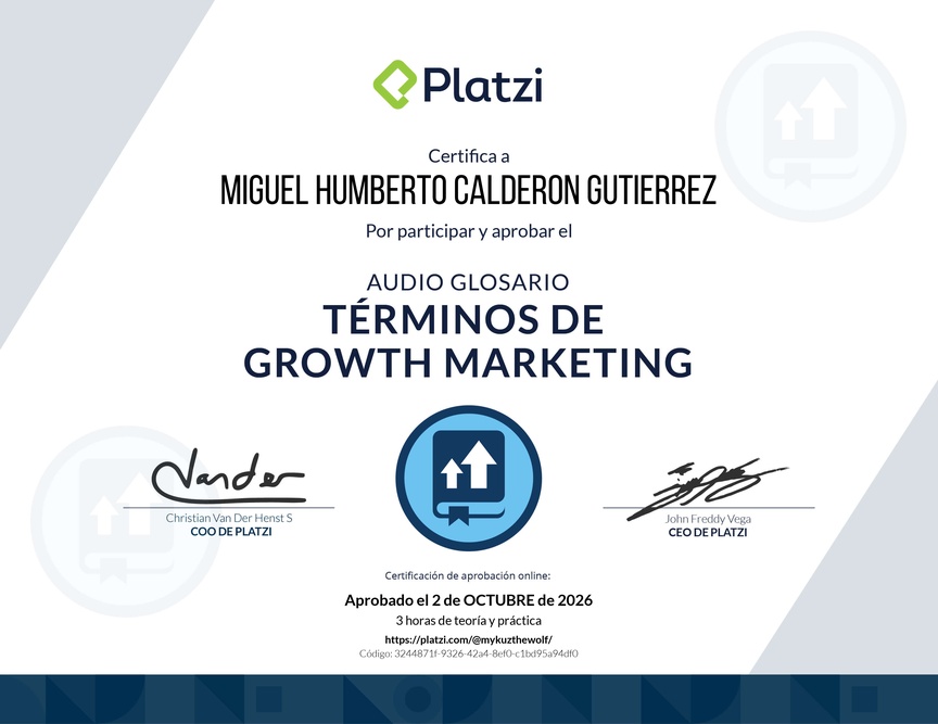 Diploma de Audioglosario: Aprende los Términos Básicos de Growth Marketing