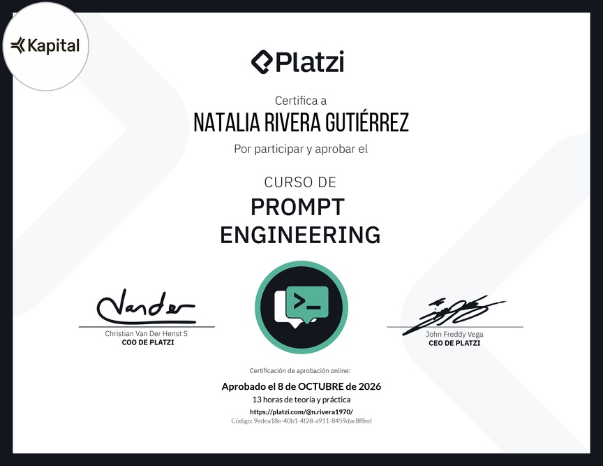 Diploma del Curso de Prompt Engineering