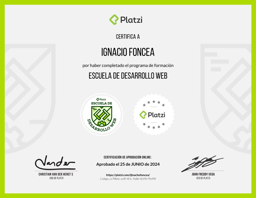 Diploma de la Ruta de Aprendizaje de Frontend y Backend con Javascript para Desarrollo Web