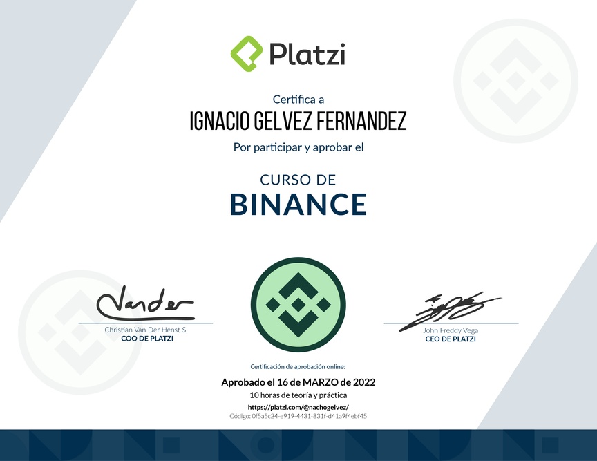 Diploma del Curso de Binance: Exchange de Criptomonedas