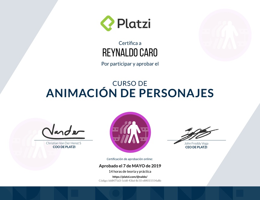 Diploma del Curso de Animación de Personajes