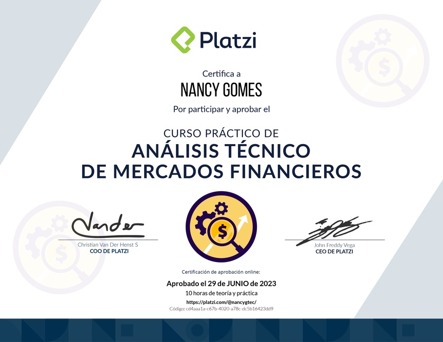 Diploma del Curso Práctico de Análisis Técnico de Mercados Financieros