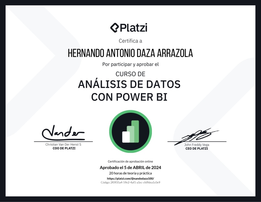 Diploma del Curso de Análisis de Datos con Power BI