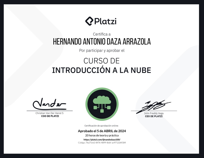 Diploma del Curso de Introducción a la Nube