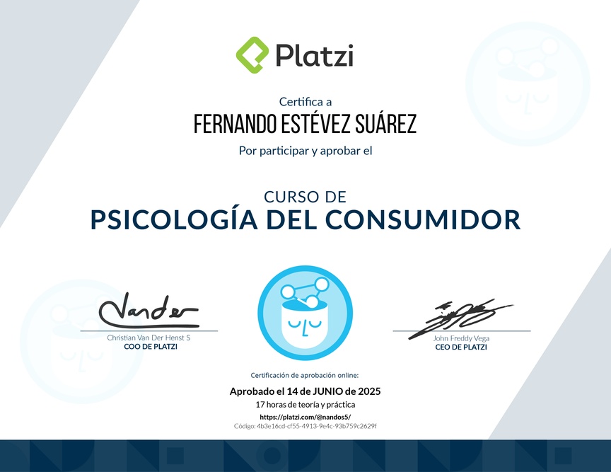Diploma del Curso de Psicología del Consumidor