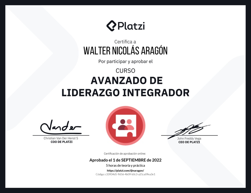Diploma del Curso Avanzado de Liderazgo: Adapta tu Estilo de Liderazgo