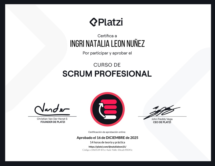 Diploma del Curso de Scrum Profesional