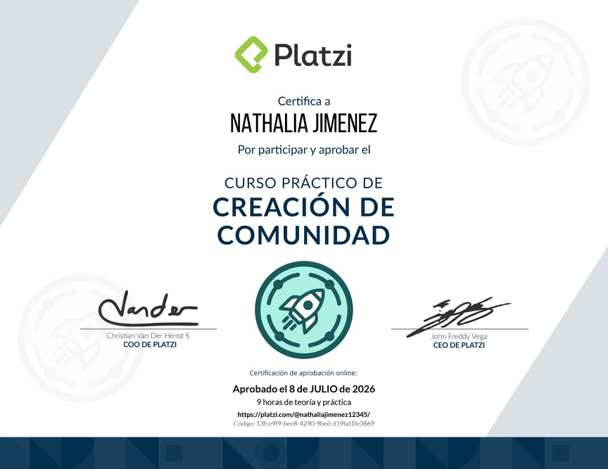 Diploma del Curso de Creación de Eventos para Comunidades y Startups