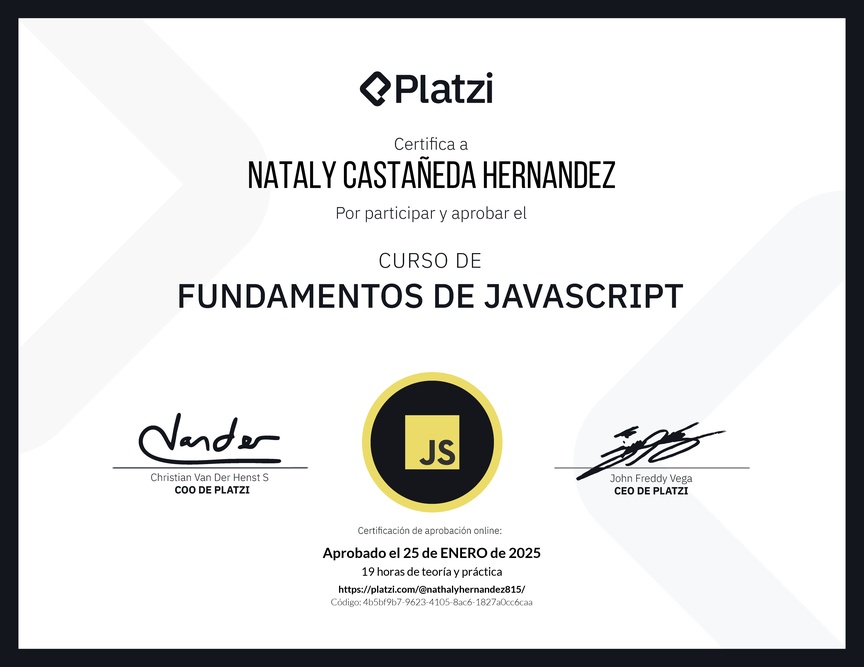 Diploma del Curso de Fundamentos de JavaScript