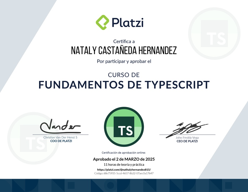 Diploma del Curso de TypeScript