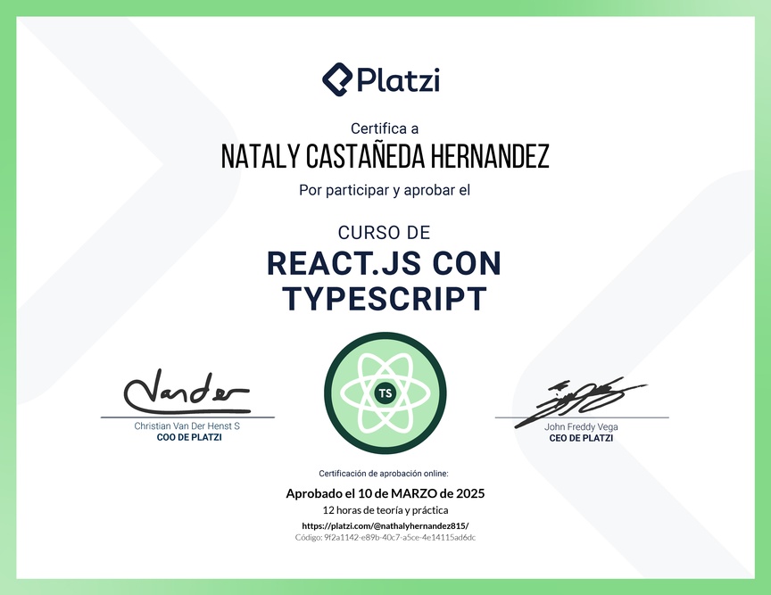Diploma del Curso de React.js con TypeScript