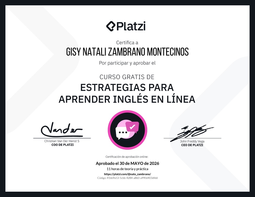 Diploma del Curso Gratis de Estrategias para Aprender Inglés en Línea