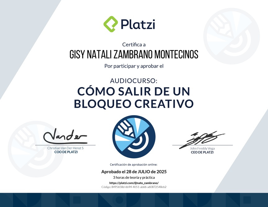 Diploma de Audiocurso: Cómo salir de un Bloqueo Creativo