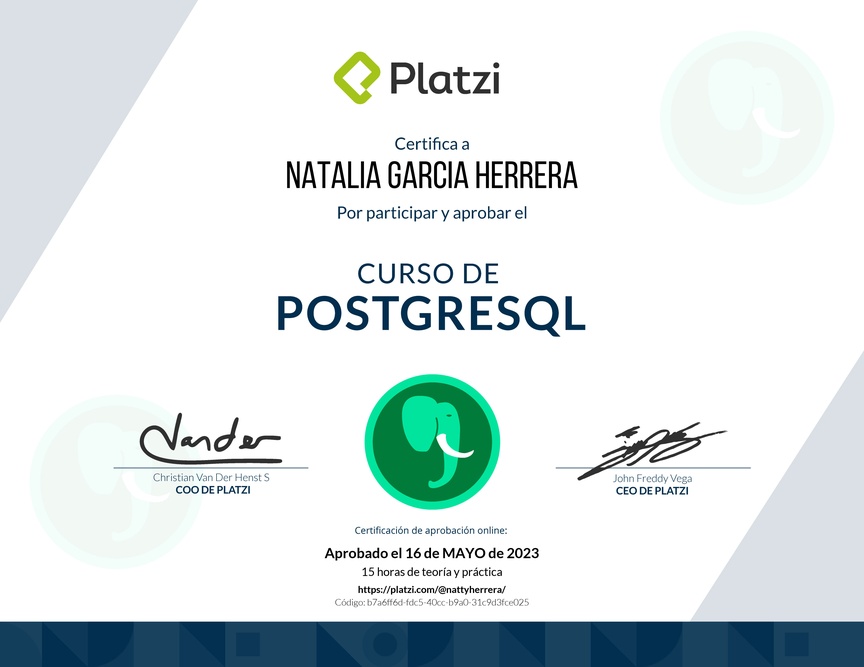 Diploma del Curso de PostgreSQL