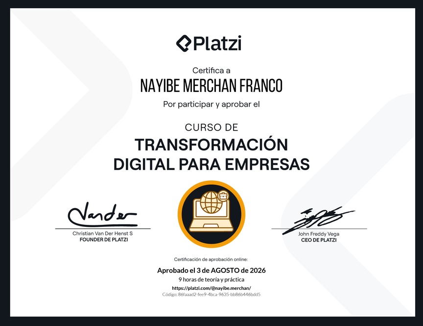 Diploma del Curso de Transformación Digital para Empresas